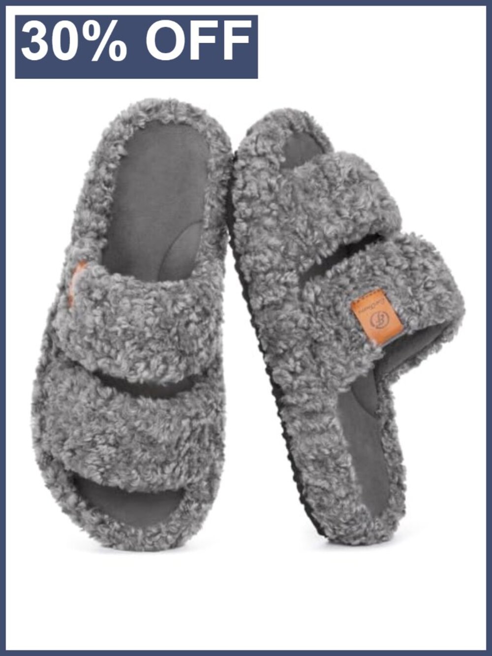 Faux Fur Open Toe Fuzzy Slippers Memory Foam House Shoes